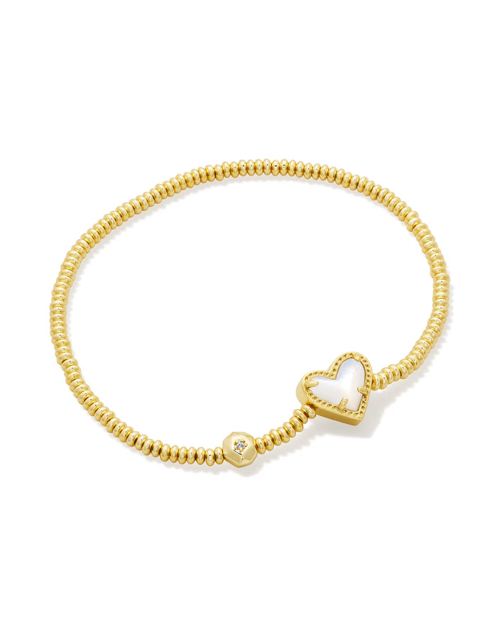 Ari Heart Stretch Bracelet Gold Ivory MOP
