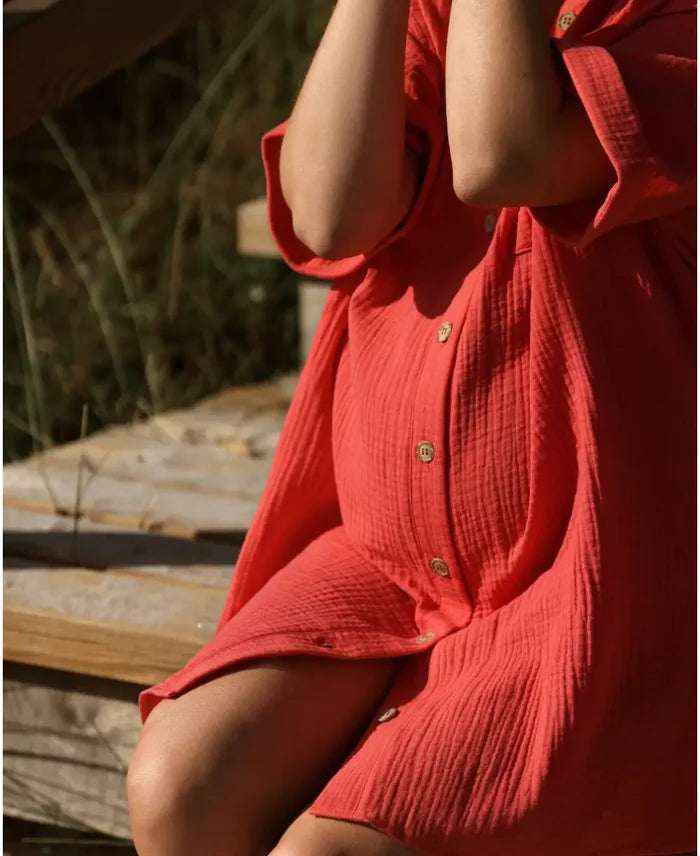 Bertille coral maternity and nursing beach dress