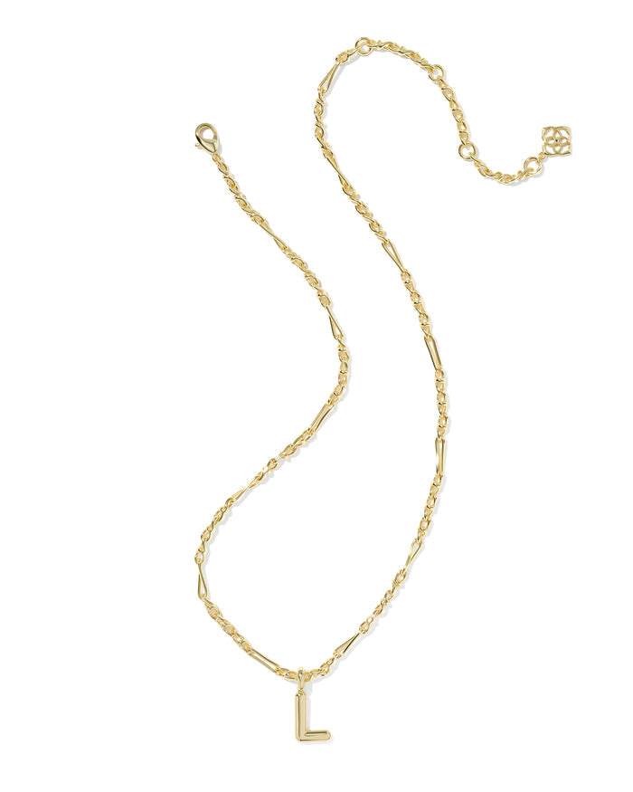 Bubble Letter L Pendant Necklace in Gold