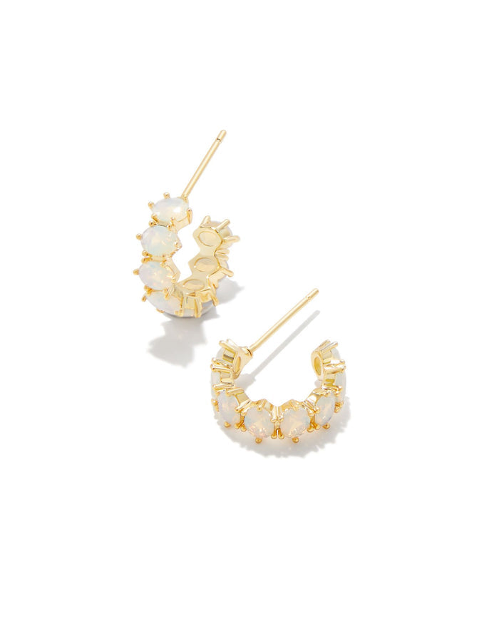 Cailin Crystal Huggie Gold White Iridescent Crystal