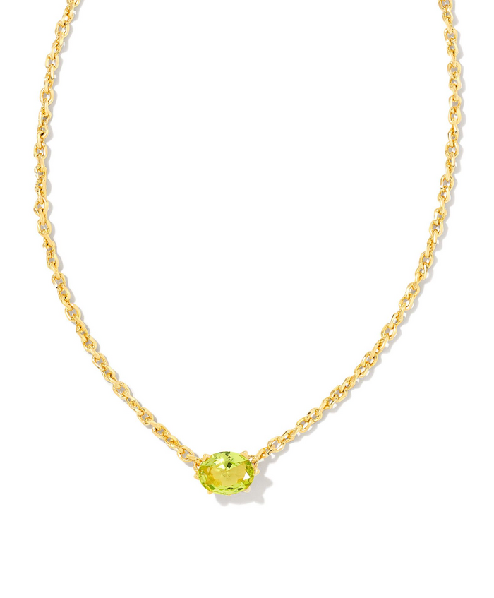 Cailin Crystal Pendant Necklace in Gold Light Green Crystal