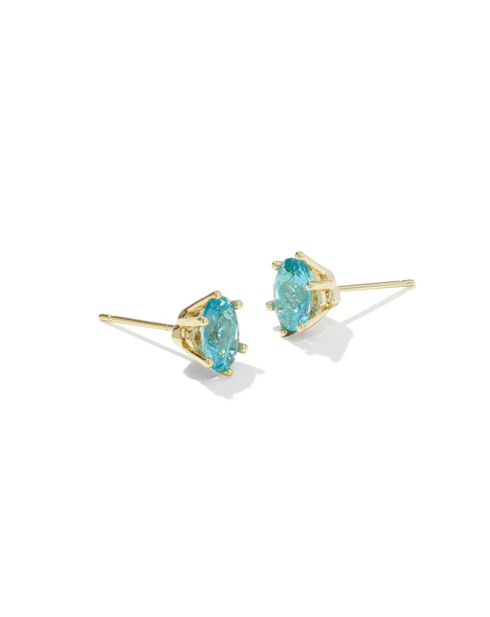 Cailin Gold Crystal Stud Earrings in Aqua Crystal