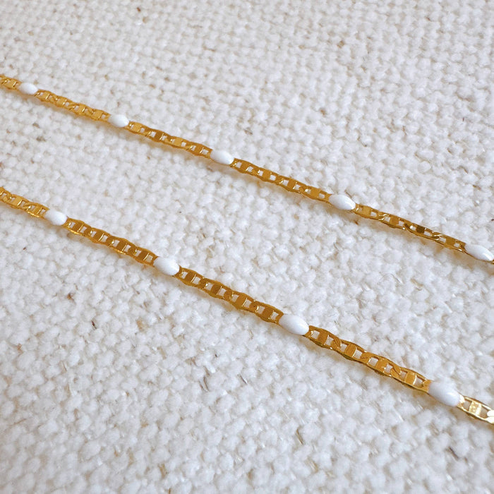Color Pop Enamel Chain Necklace: Pink