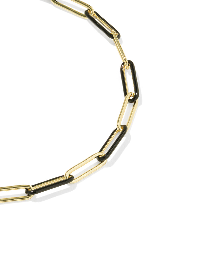 Courtney Enamel Link Bracelet in Gold Black Enamel