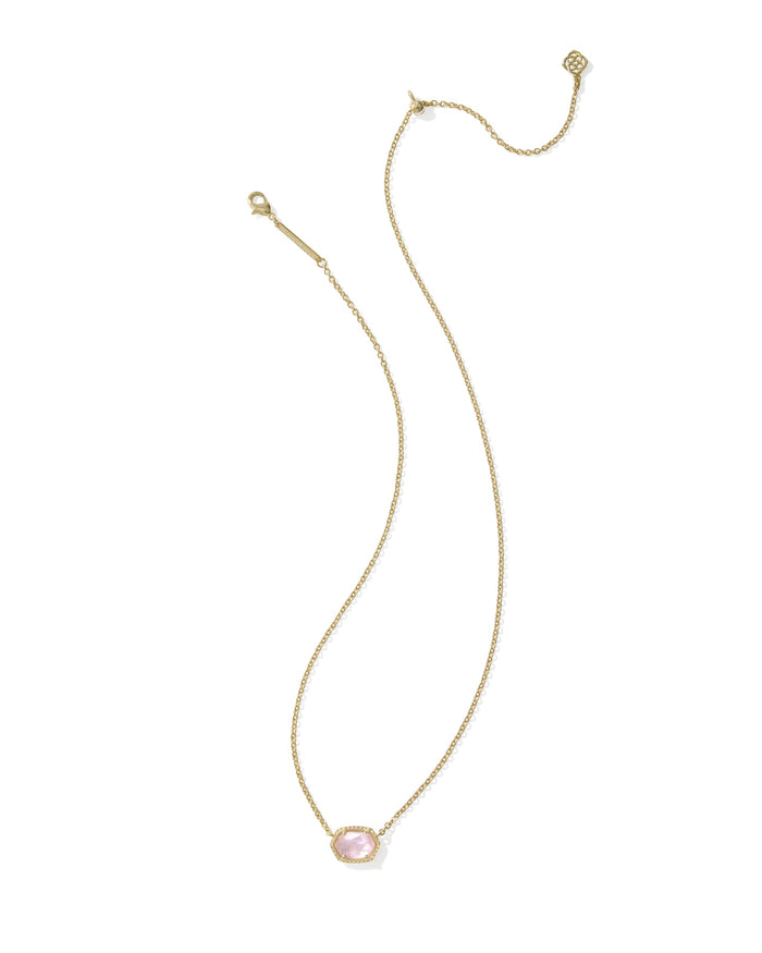 Daphne Frame Pendant Necklace Gold Light Pink MOP