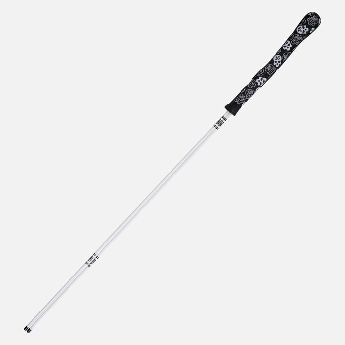 PXG black golf alignment stick cover with 26 skull logo in white detail on a white background