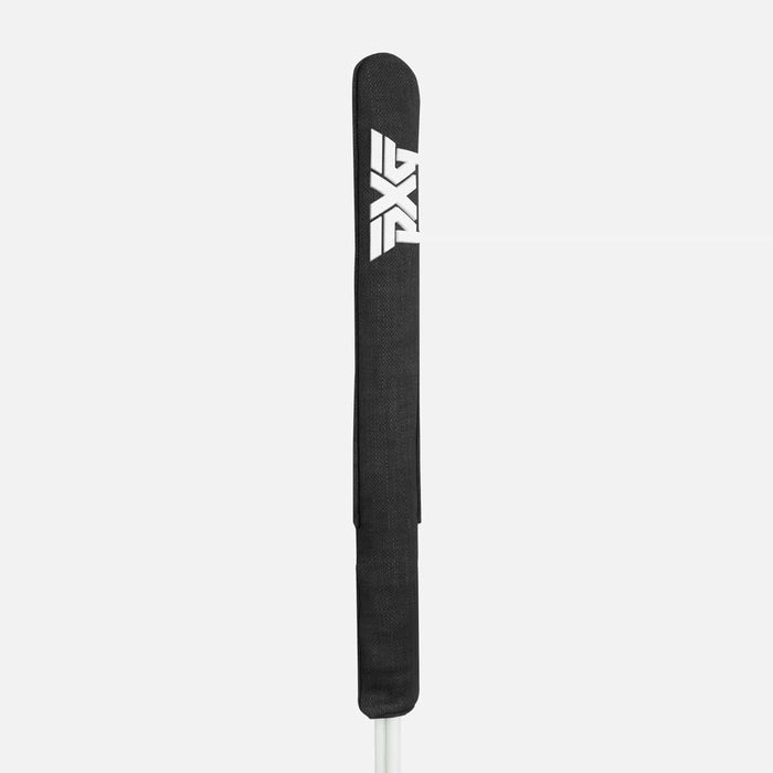 PXG black deluxe golf alignment stick cover with a white pxg logo on a white background