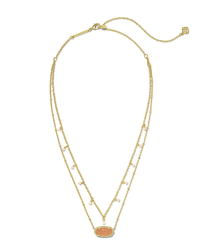 Elisa Pearl Multi Strand Necklace in Gold Sand Drusy