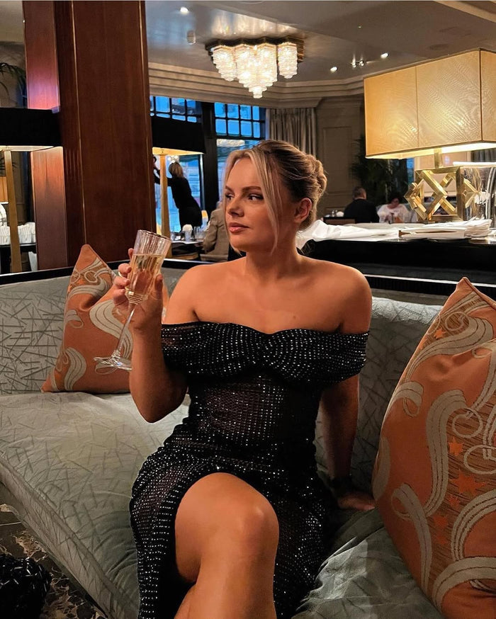 Fishnet Off Shoulder Midi Dress