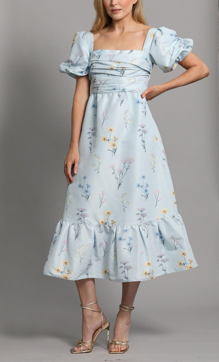 Floral Taffeta Midi Dress