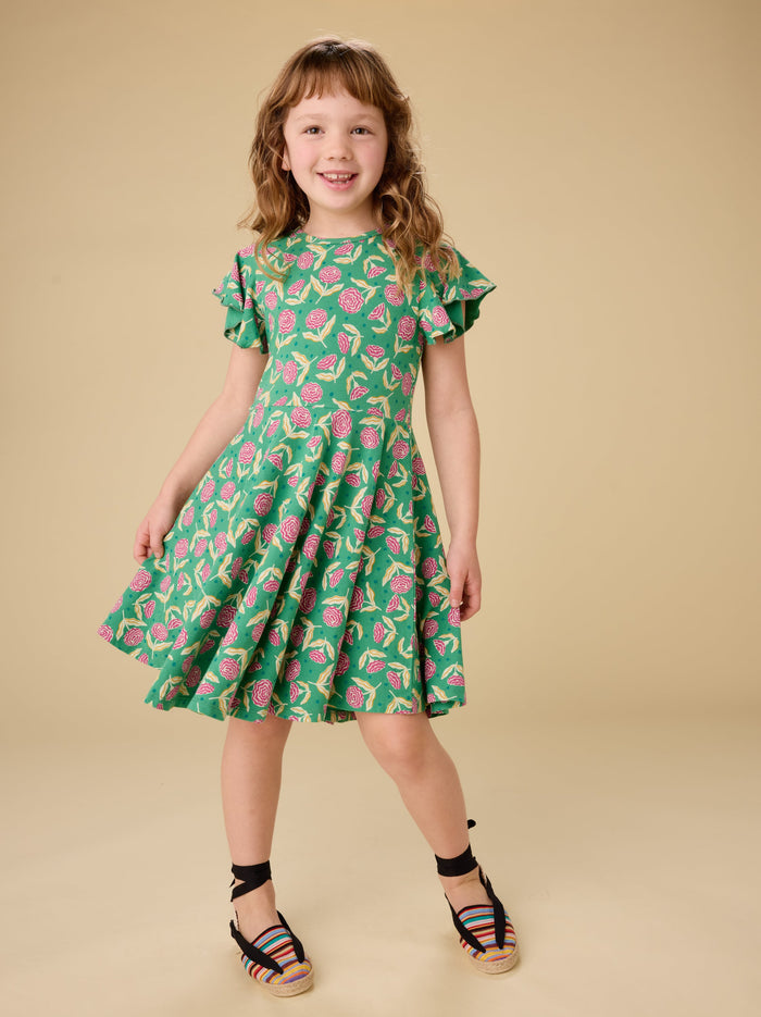 Flutter Sleeve Twirl Dress