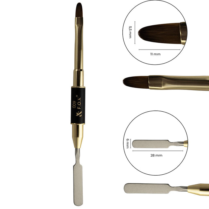 F.O.X Nail Art Double Brush 009 for Acryl gel (oval + spatula) Brushes F.O.X