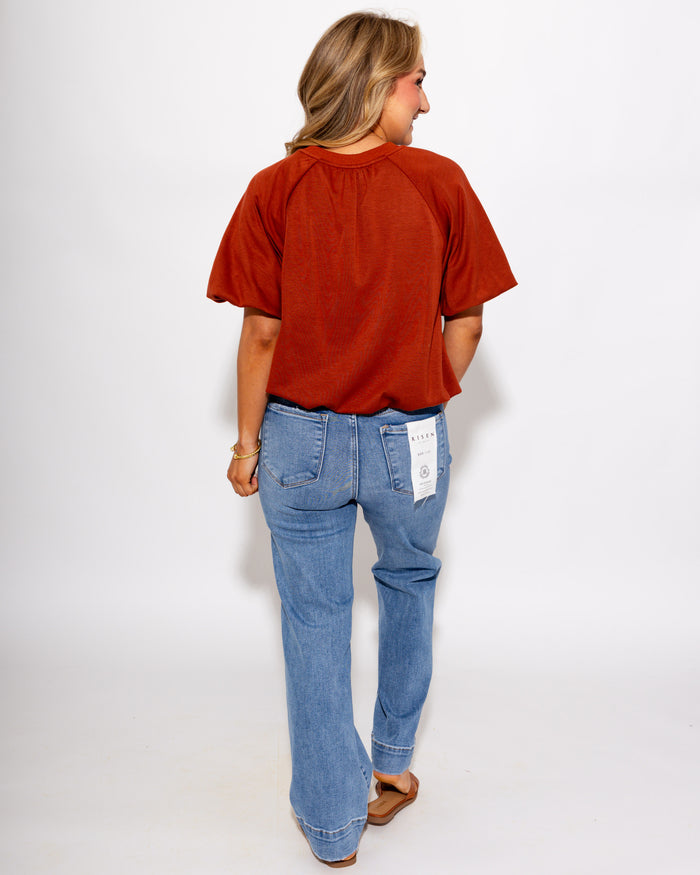 Gathered Detail Top in Rust
