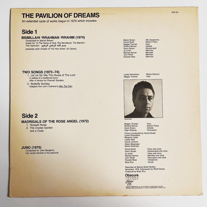 Harold Budd Produced By Brian Eno – The Pavilion Of Dreams (1981 UK Press)