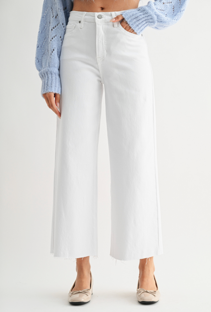 JBD | Scissor-Cut Wide Leg Jeans in Optic White