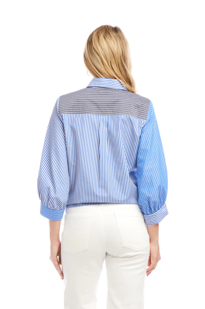 Karen Kane Striped & Steady Tie Front Blouse