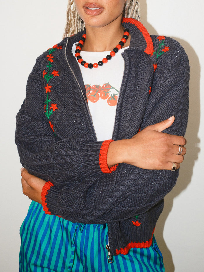 Lisa Says Gah - Lola Beaded Necklace - Red/Black -