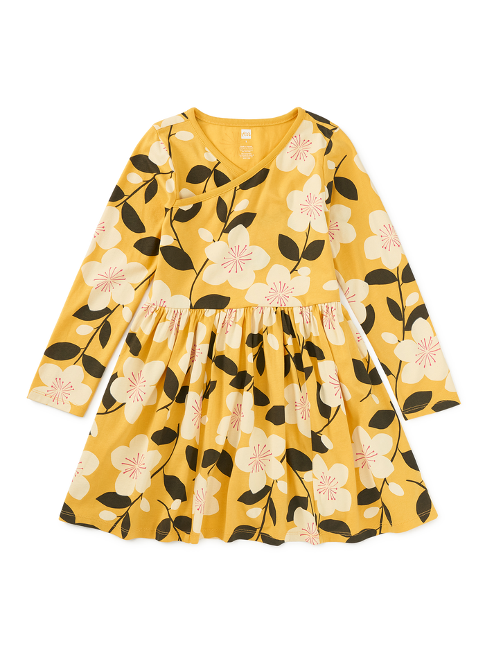 Long Sleeve Wrap Neck Dress