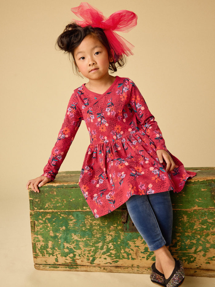 Long Sleeve Wrap Neck Dress