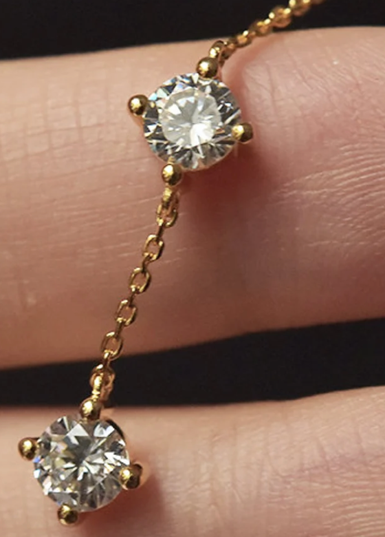 Luster CZ Minimalist Lariat 14k Necklace
