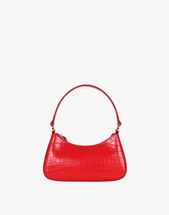 Hyer Goods - Luxe Mini Shoulder Bag - Bright Red Croco -