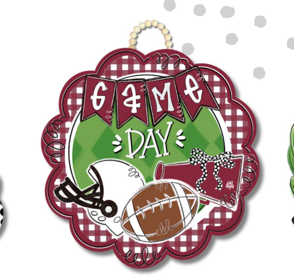 Maroon & White Game Day Door Hanger