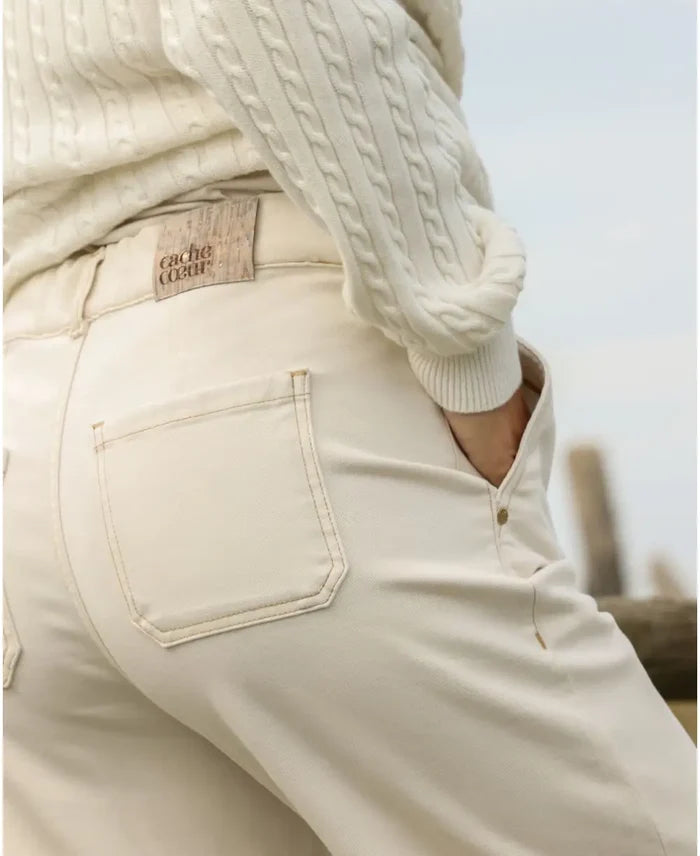 Maternity and post partum jeans cropped wide leg Jill beige