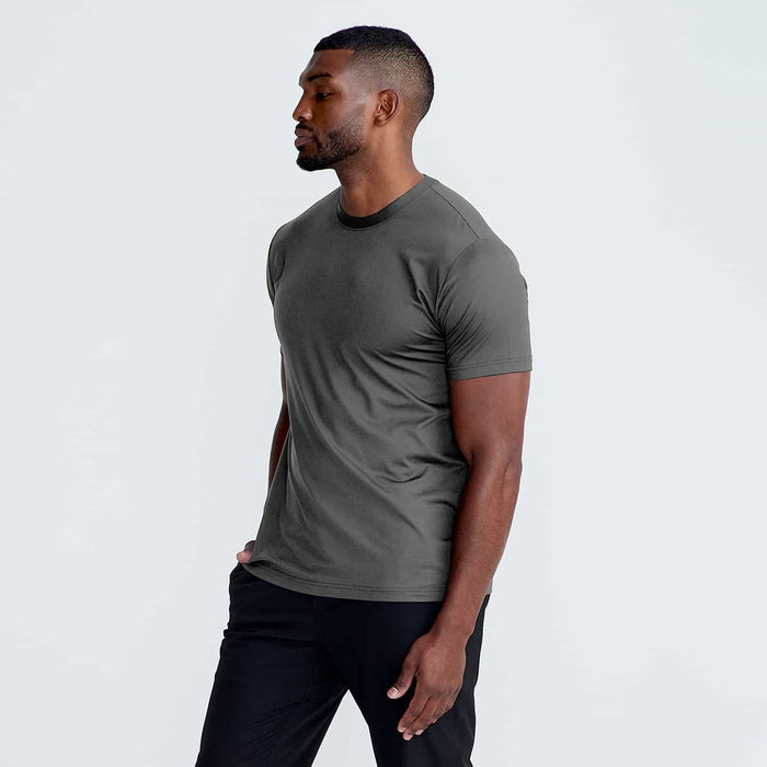 PXG men's black, dark grey, light grey signature tee 3-pack on a white background