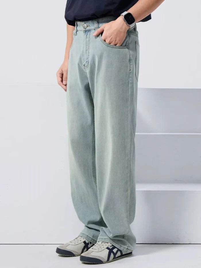 Men's Vintage Wash Loose Fit Jeans - Premium Fitness & Activewear for Men & Women|UK