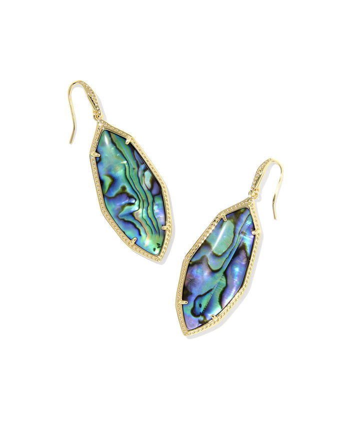 Ophelia Small Drop Earrings in Gold Abalone Shell Mother of Pearl