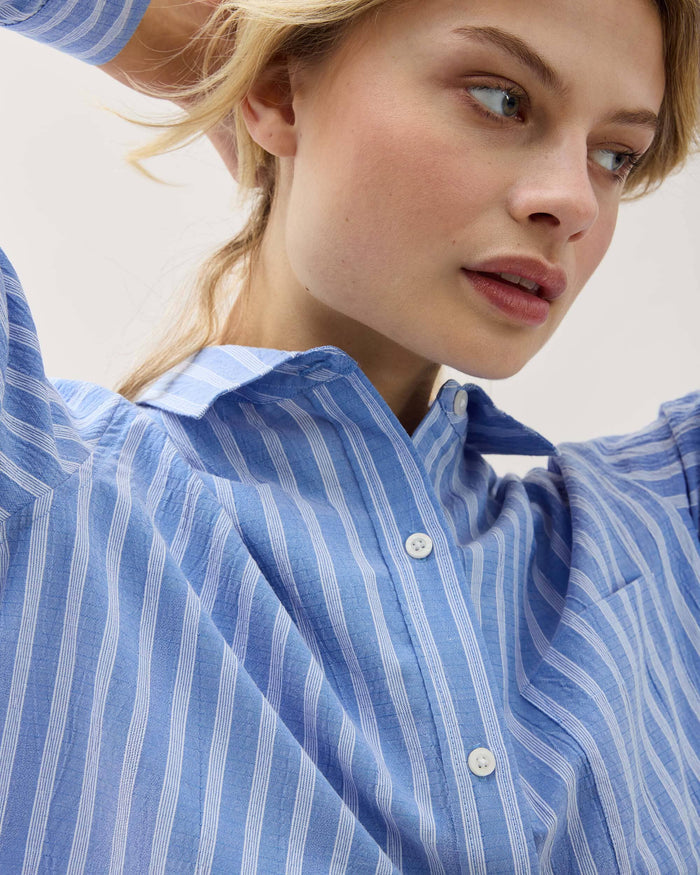 Richer Poorer - Palermo Button Up - Oxford Blue Stripe -