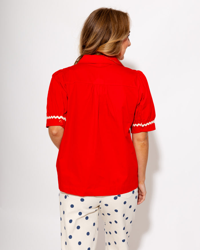 Playful RicRac Accent Top in Red