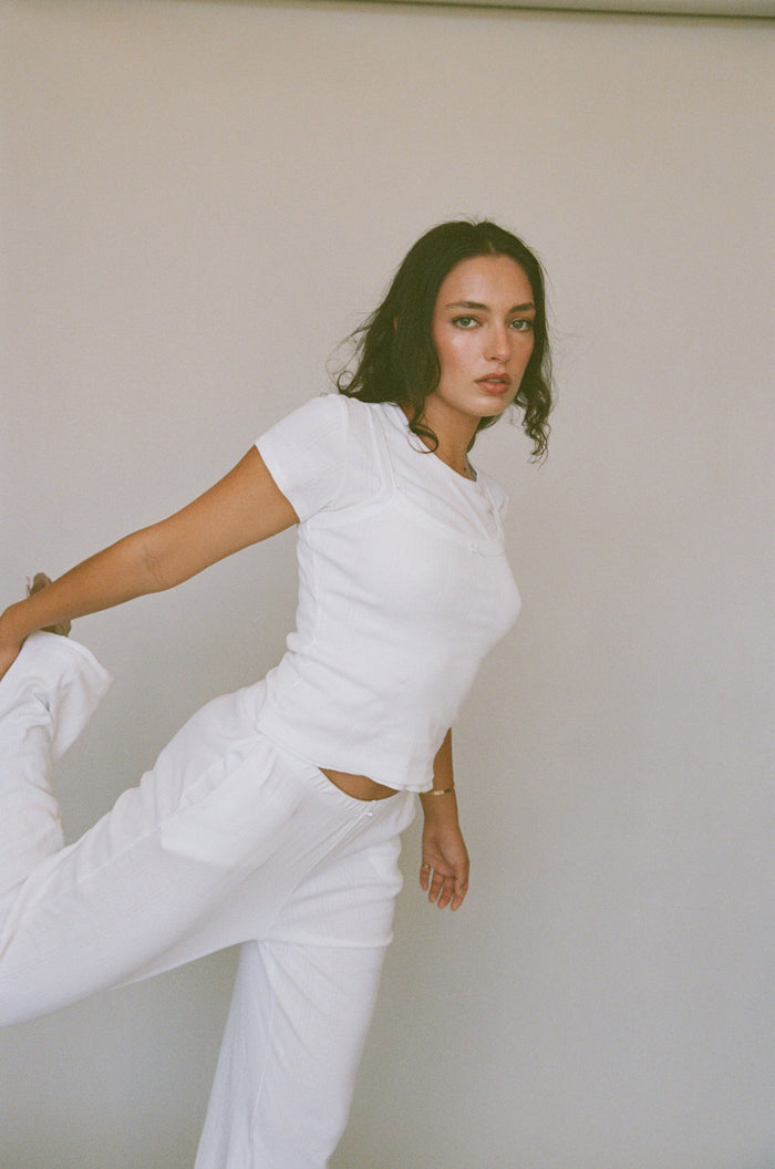 Rat Boi - Pointelle Easy Pant - Swan -