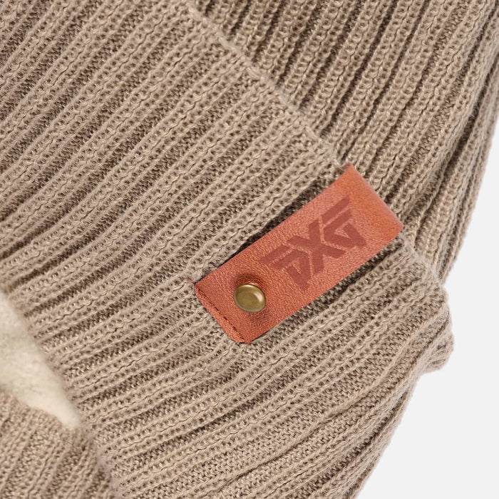 Rib Knit Cuff Beanie in Taupe/Rust, product photo 2