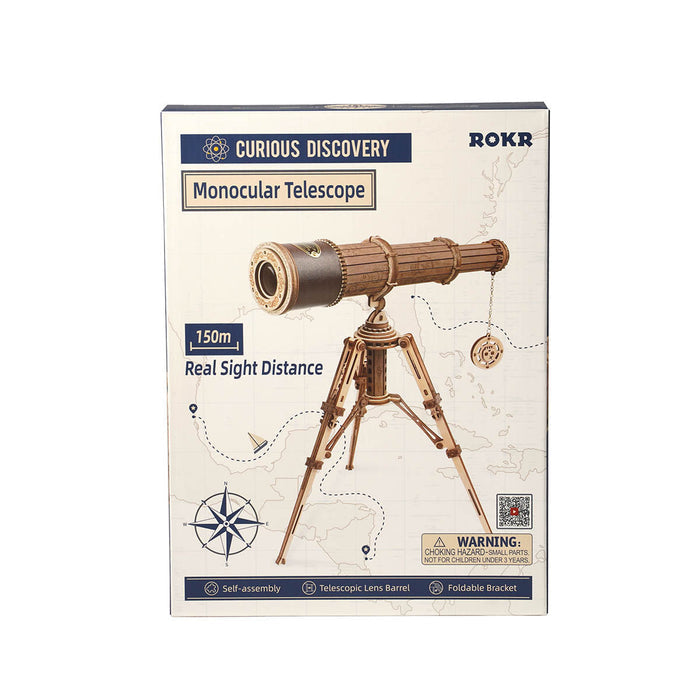 ROKR, Monocular Telescope, ST004, 3D wooden telescope puzzle, three-quarter angle