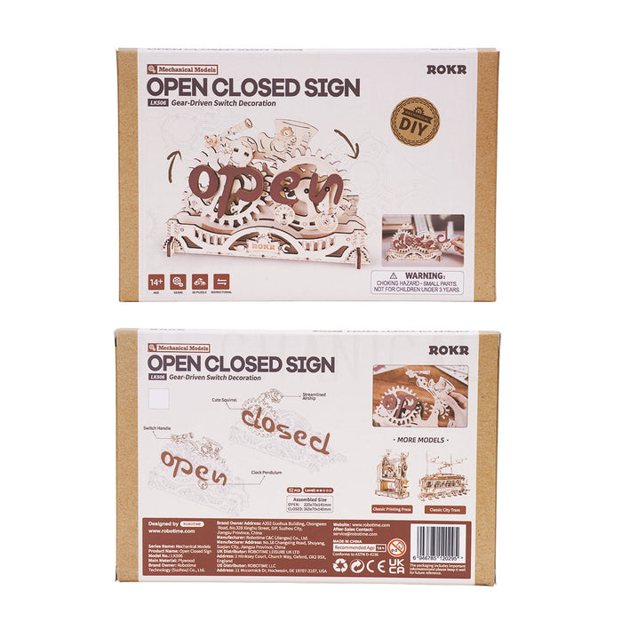 ROKR, Open Closed Sign, LK506, 3D wooden open closed sign puzzle, lifestyle setup