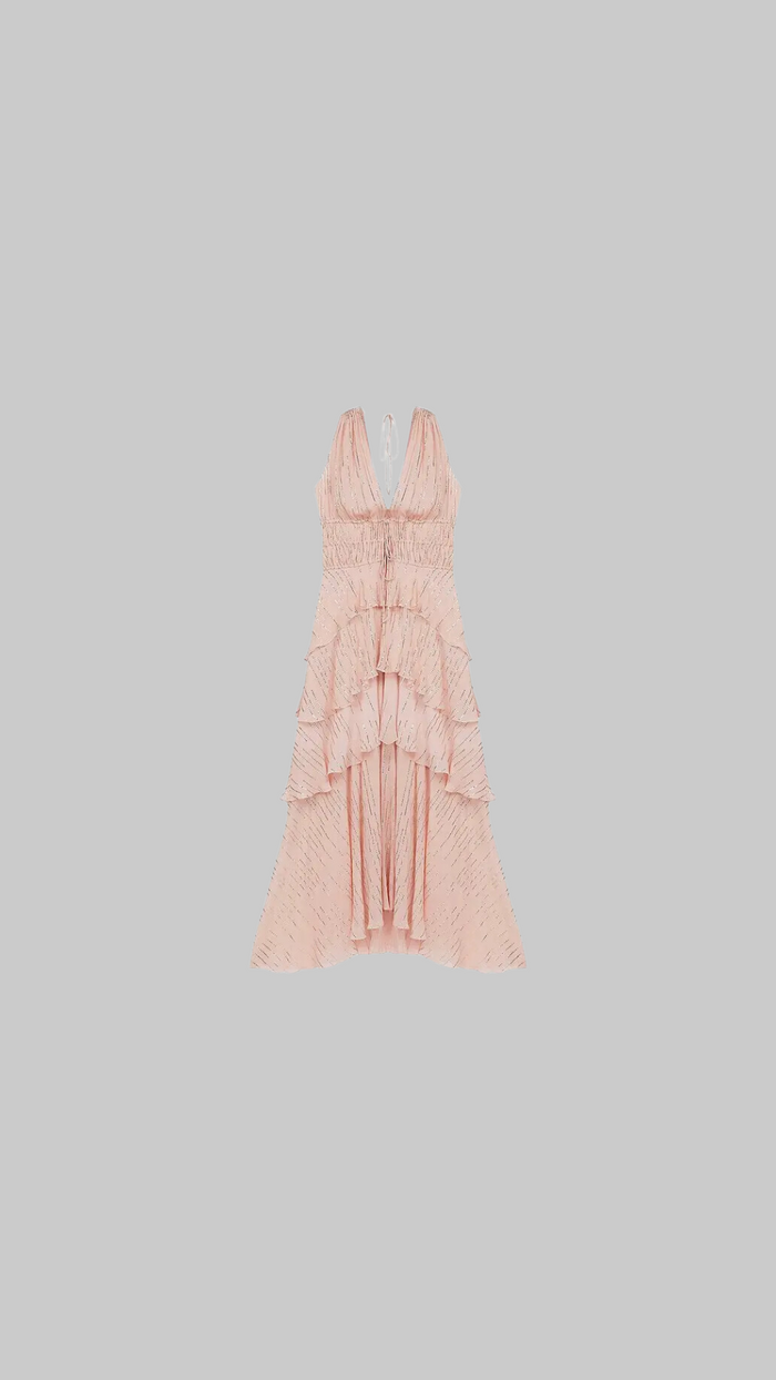 Rufflinette Silk Maxi Dress