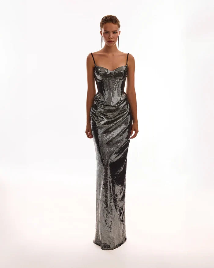 Sequined Grey Corset, Midnight Walk