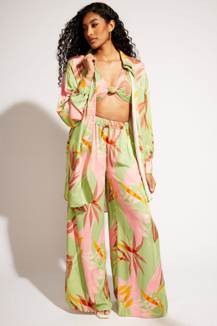 Nomads Swimwear - Sol Button-Up Shirt Dress - Birds of Paradise -