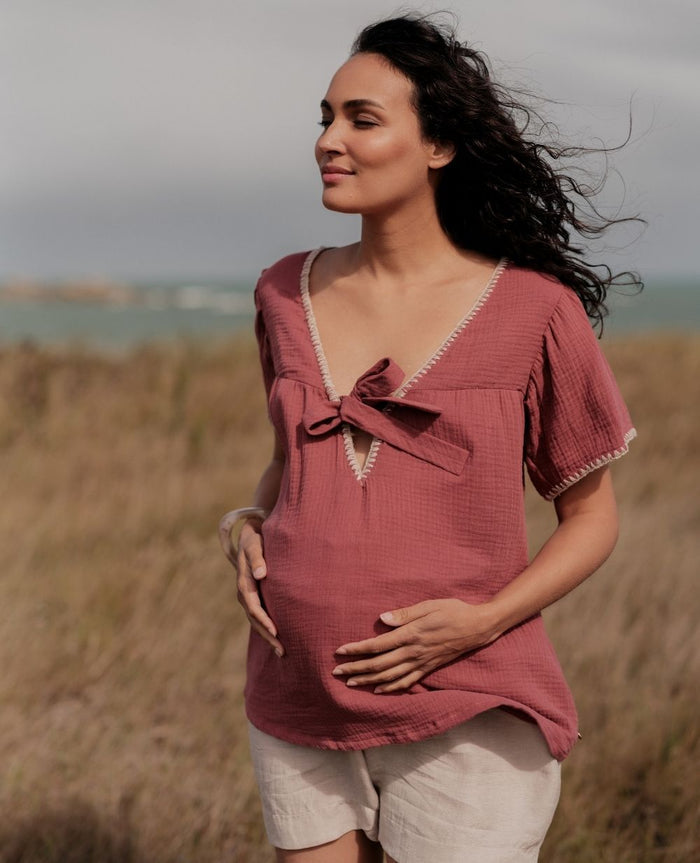 Soraya nursing and maternity blouse - Plum