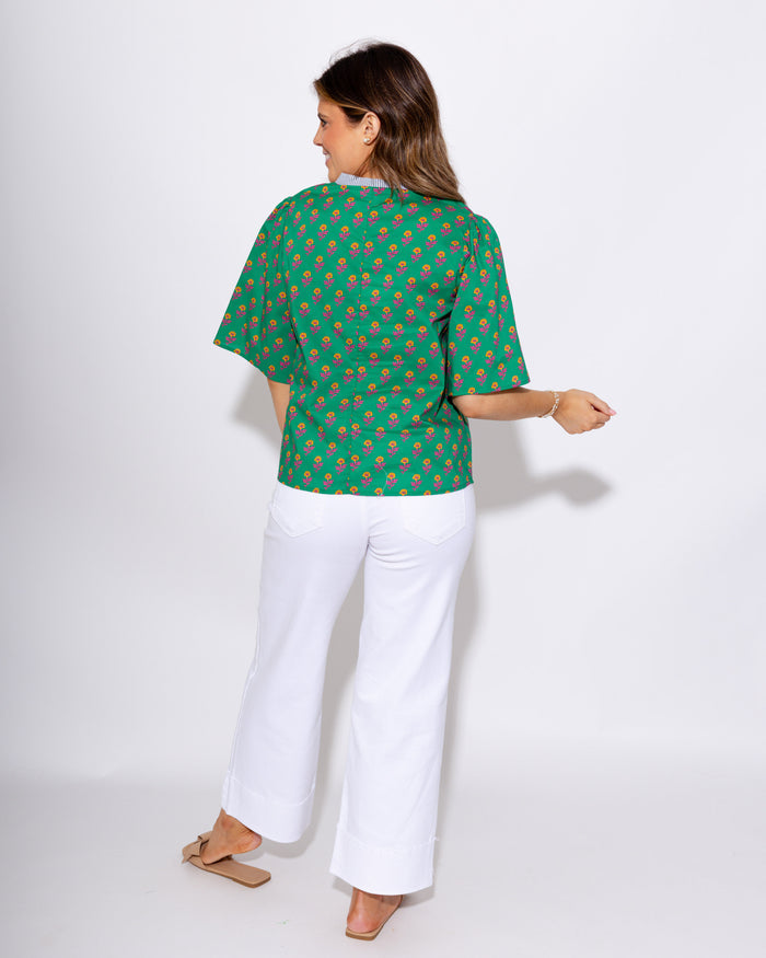 Striped Yoke Floral Top