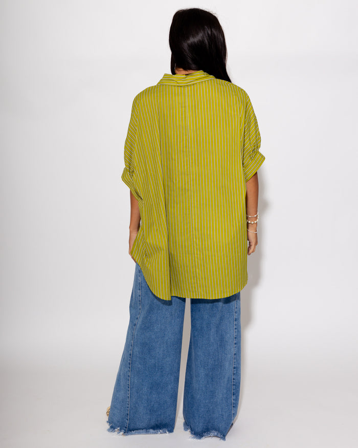 The Easy Green Stripe Button-Up