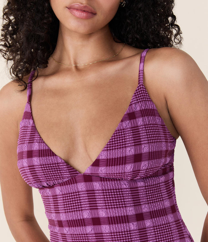 Andie Swim - The Lanikai One Piece - Plaid - Crocus Plaid - Long Torso -