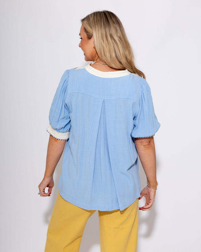 V-Neck Contrast Trim Top