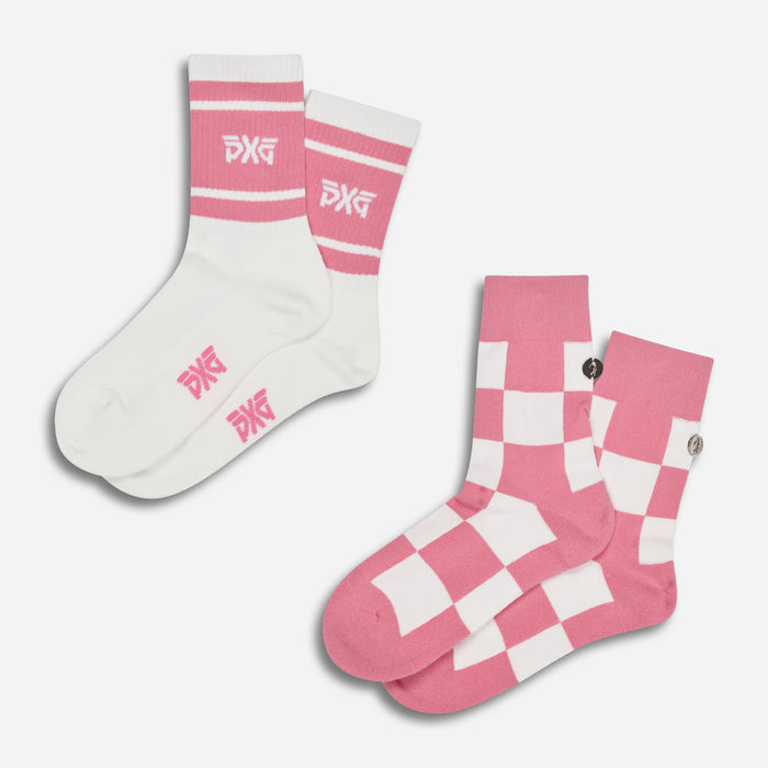 PXG Women's 2-Pack Crew Socks in Azalea Pink, product photo 2