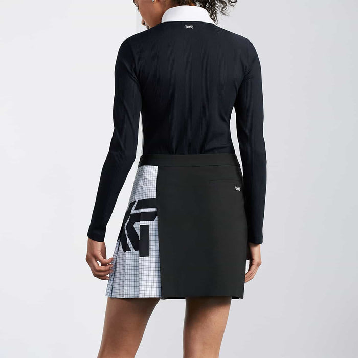 Women's Big Logo Pleated Skirt in Black, back view