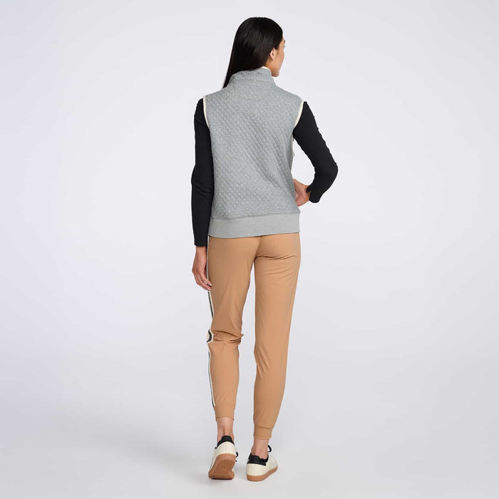 Women's Boyfriend Quilted Vest in Grey, back view