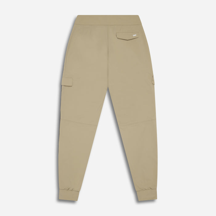 Women's Cargo Joggers in Khaki, lay flat back view