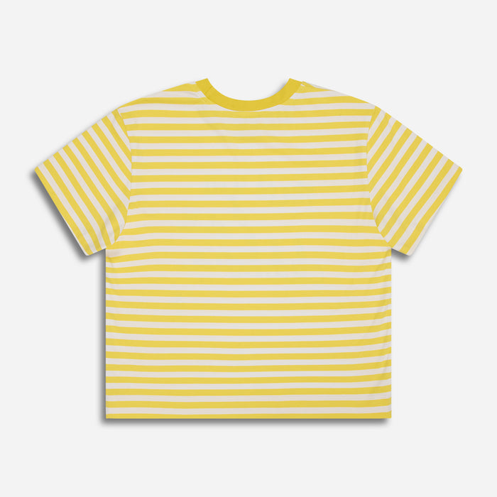 Women's Meet You At The Clubhouse Tee in Lemon Zest, lay flat back view