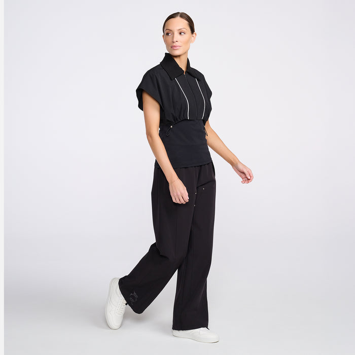 Women's Two In One Blouson in Black, side view (alternate angle)